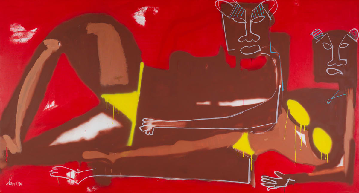 Gatas al Sol by Fernanda Lavera  Image: This painting is made using acrylic, aerosols and markers. Painted on canvas.