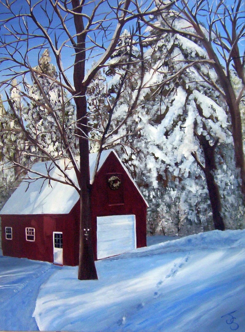 Snowy Barn by Joanne Stowell Artwork, Image 1.