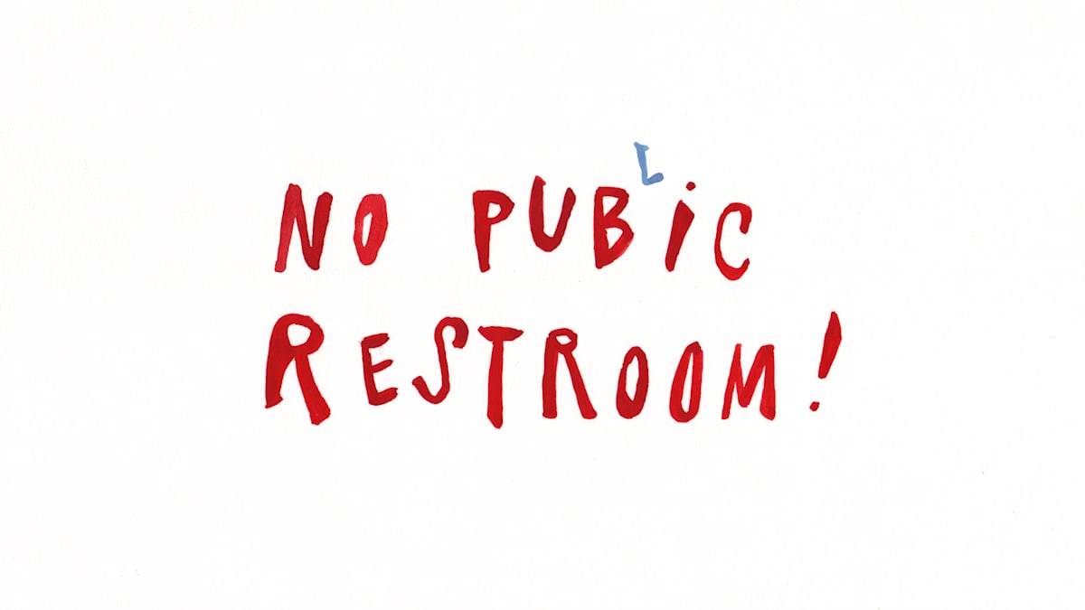 No Pubic Restroom _ 001titl-170pubic by Sarah Jane Lapp  Image: Three cells available