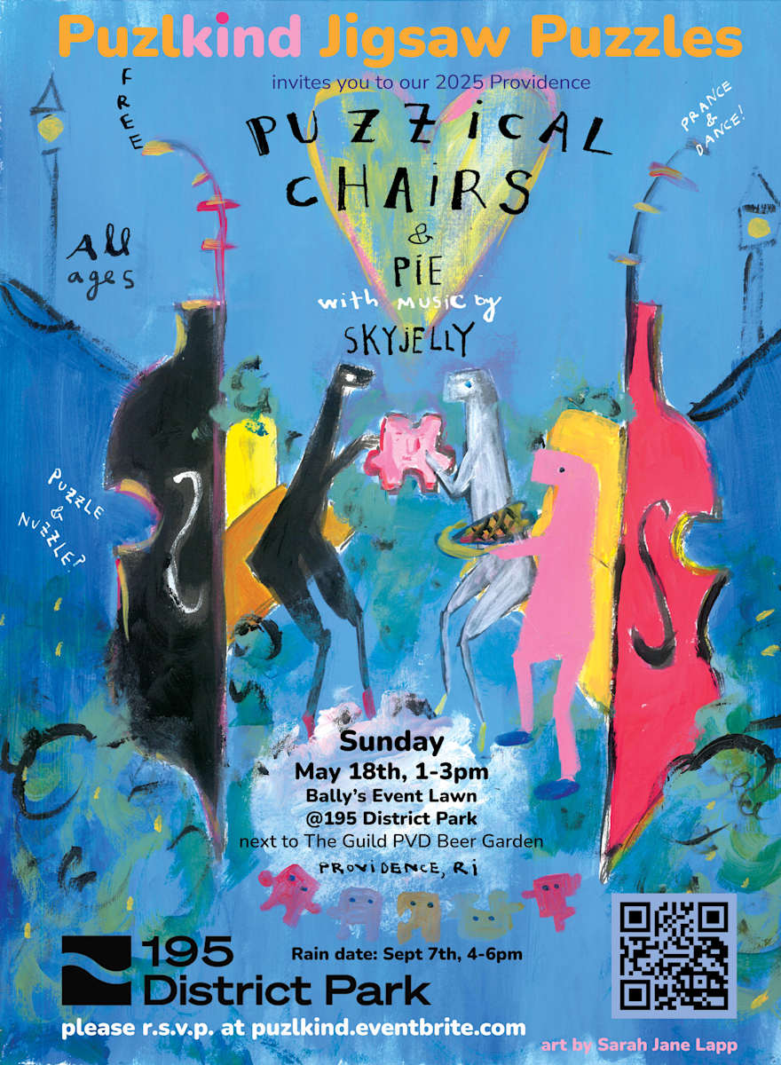 Puzzical Chairs & Pie with Live Music by Skyjelly 2025 Poster - Edition of 4 by Sarah Jane Lapp 