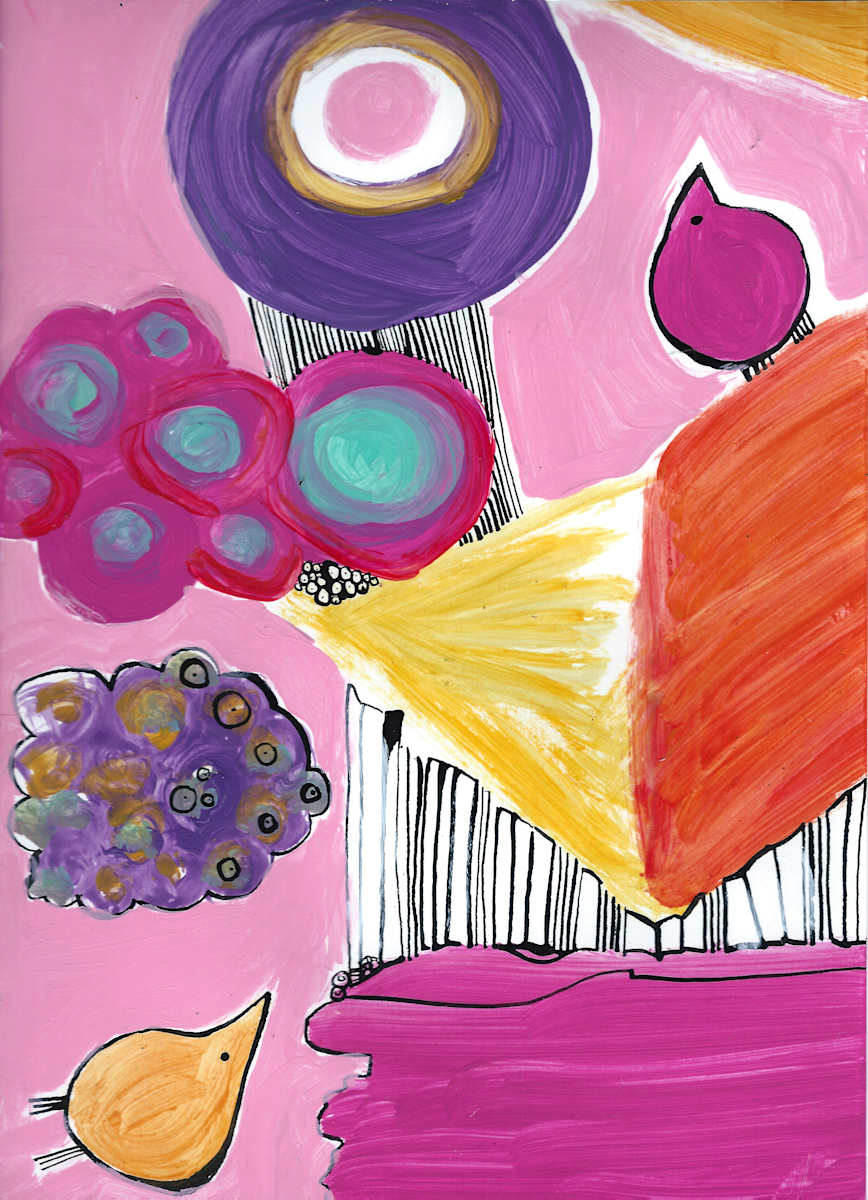 Pink Bird Card by Sarah Jane Lapp 