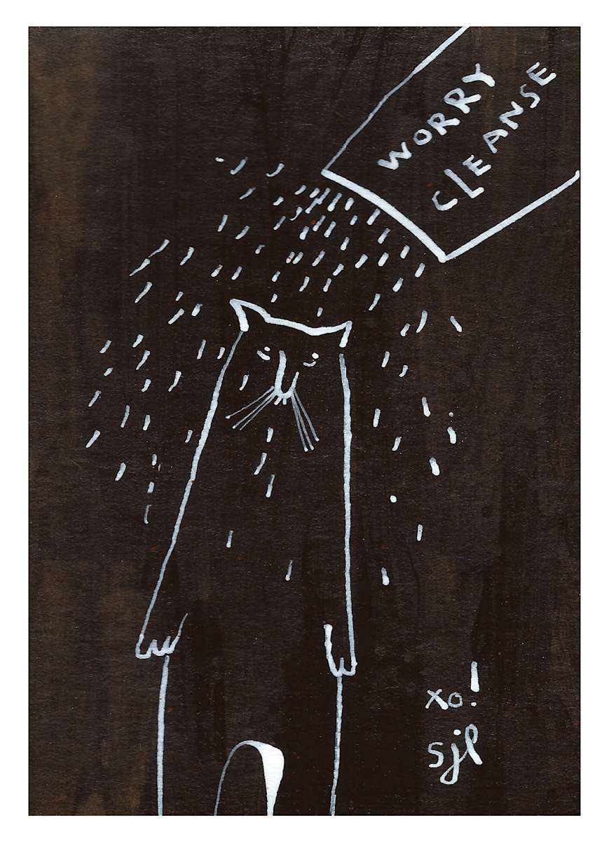 Worry Cleanse Cat Card by Sarah Jane Lapp 