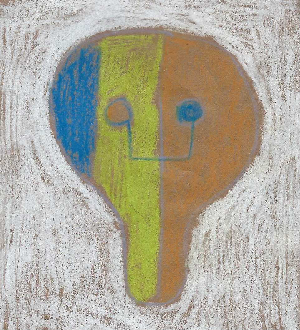 Blue yellow brown skull by Sarah Jane Lapp 