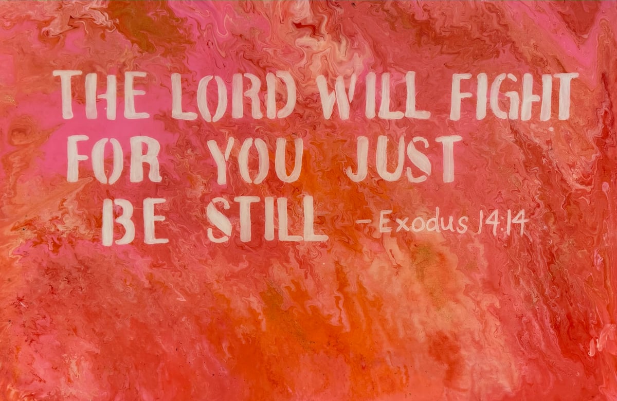 Untitled by Danika Desgazon  Image: Rest is not merely the absence of activity but a profound state of trust and surrender, as exemplified in Exodus 14:14, "The Lord will fight for you; you need only to be still." This verse reminds us that true rest comes from placing our faith in a higher power and relinquishing our desire to control every outcome. In moments of uncertainty and chaos, finding solace in stillness allows us to tap into a peace that is beyond comprehension. It is a reminder that we do not have to carry the weight of the world on our shoulders and that the fight doesn't belong to us, for there is a divine force working on our behalf. Embracing this concept of rest liberates us from anxiety and empowers us to navigate life with grace and assurance, knowing that we are held in loving hands.
- Danika Desgazon
