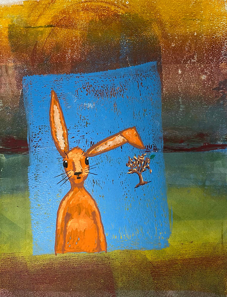 Bunny Blue by Grant Pound  Image: Orange Bunny on a Blue Field