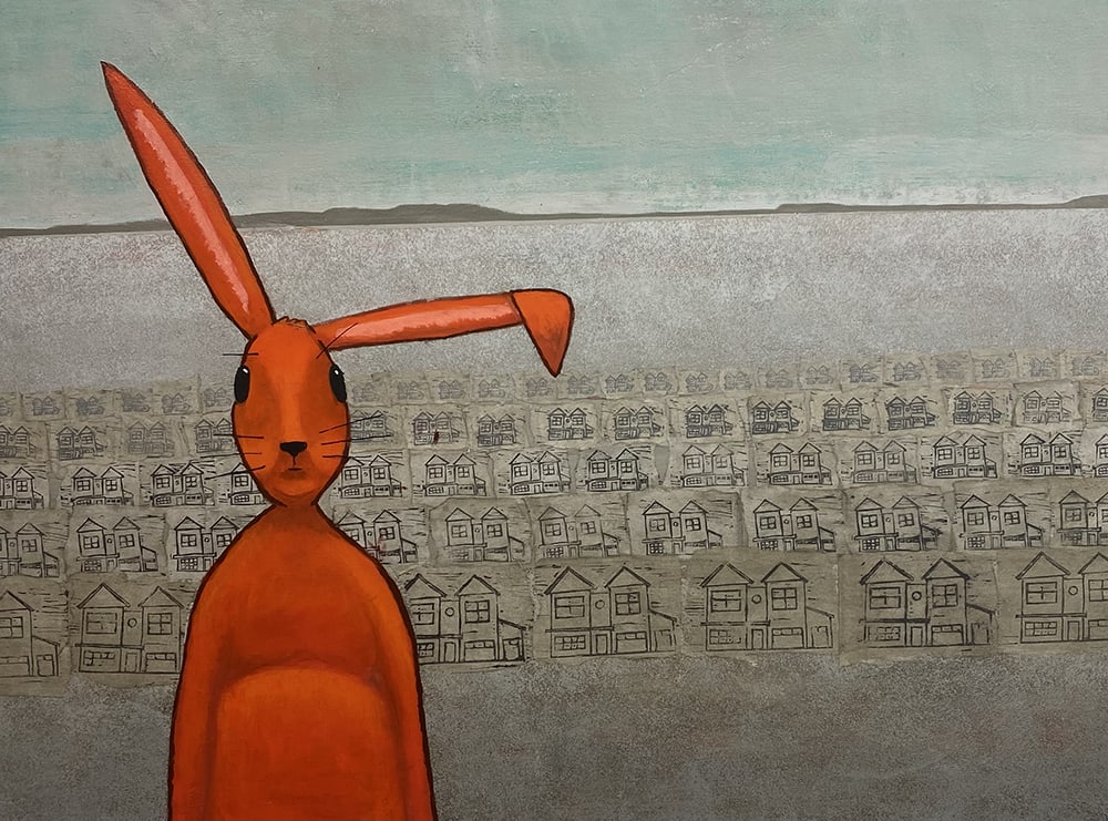 WTF Bunny: Severence by Grant Pound  Image: A Bunny contemplates urban sprawl