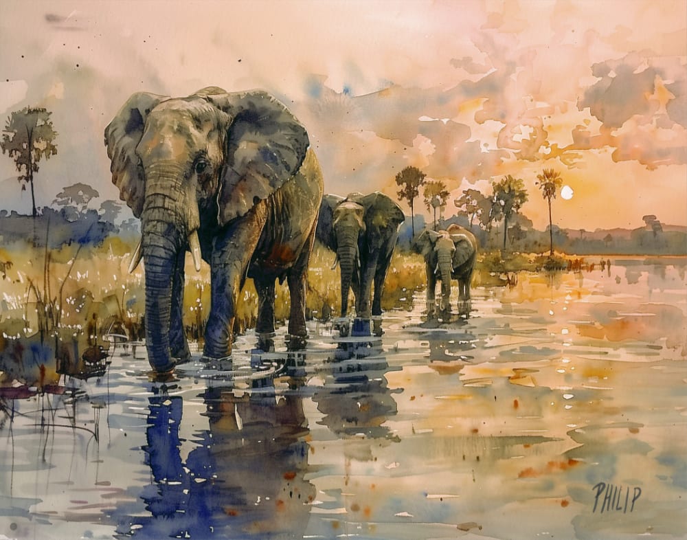 Okavango Evening by Michelle Philip 