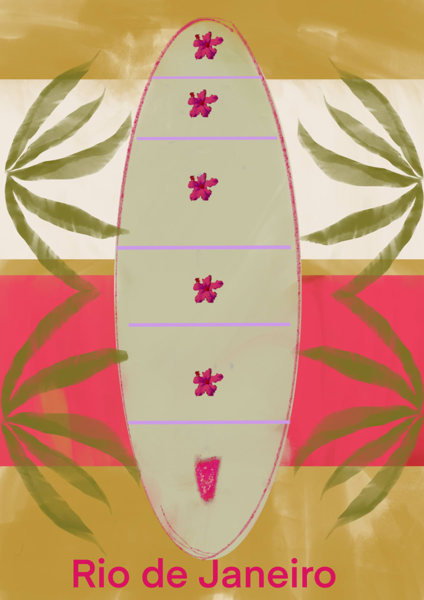 ART142 Prancha Rosa by Bella Moraes ArtWork  Image: Prancha Rosa  e folha  representação da beleza do Rio,