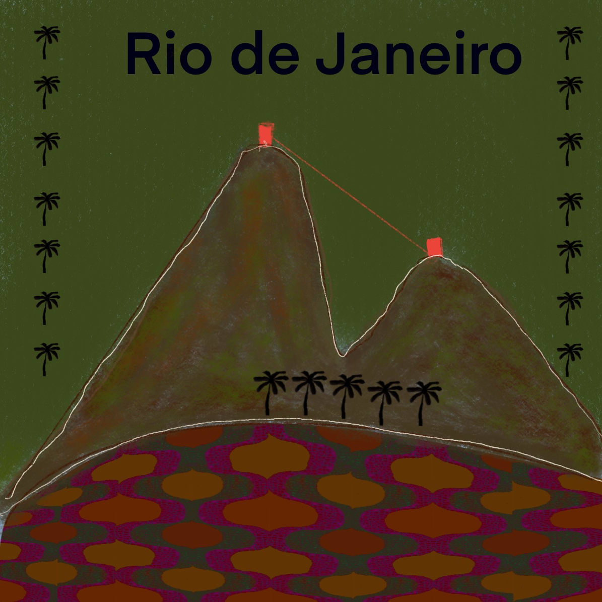 ART143 Rio Neon by Bella Moraes ArtWork  Image: Rio Neon, Pão de Açúcar , calçadão e coqueiros