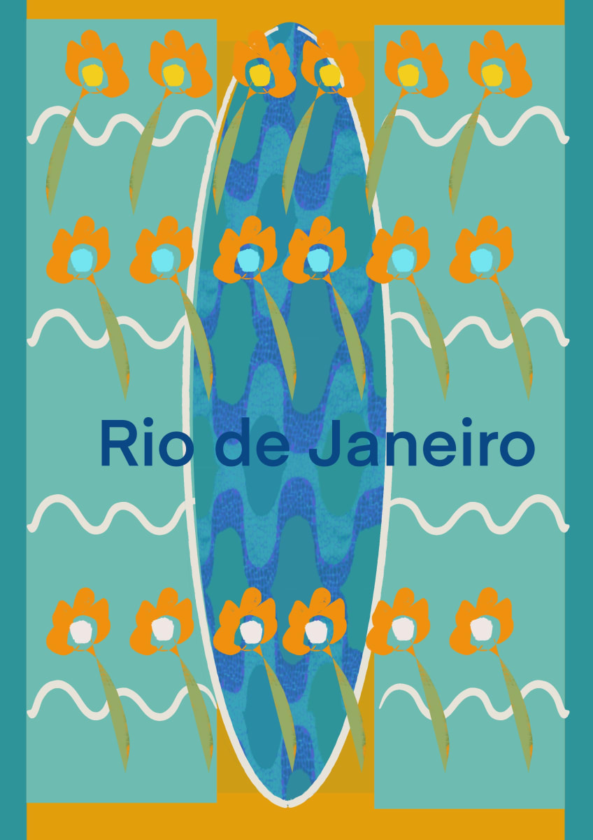 Rio Prancha florida by Bella Moraes ArtWork  Image: Rio prancha florida, símbolo da Praia carioca, mar azul