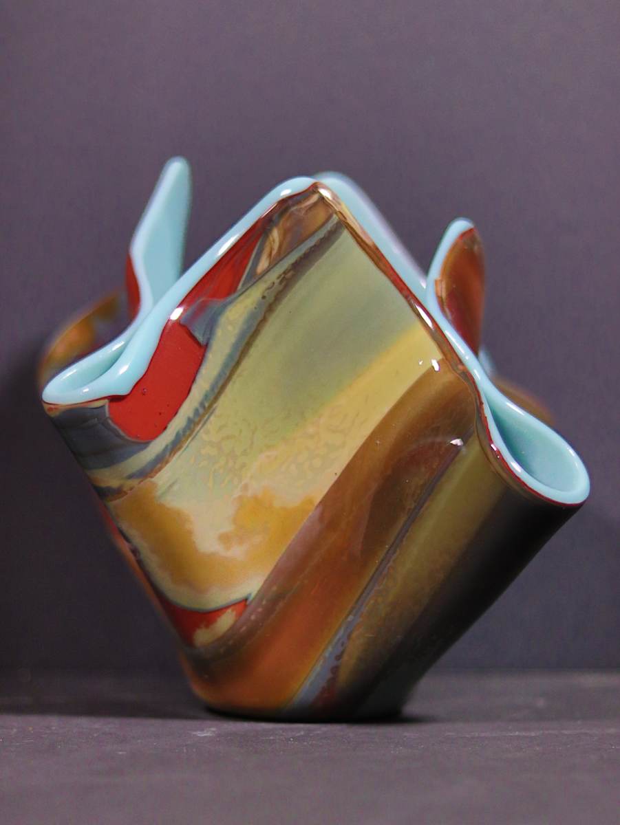 Desert Canyon by Jay Laxton  Image: Glass named Petrified Wood and robins egg blue