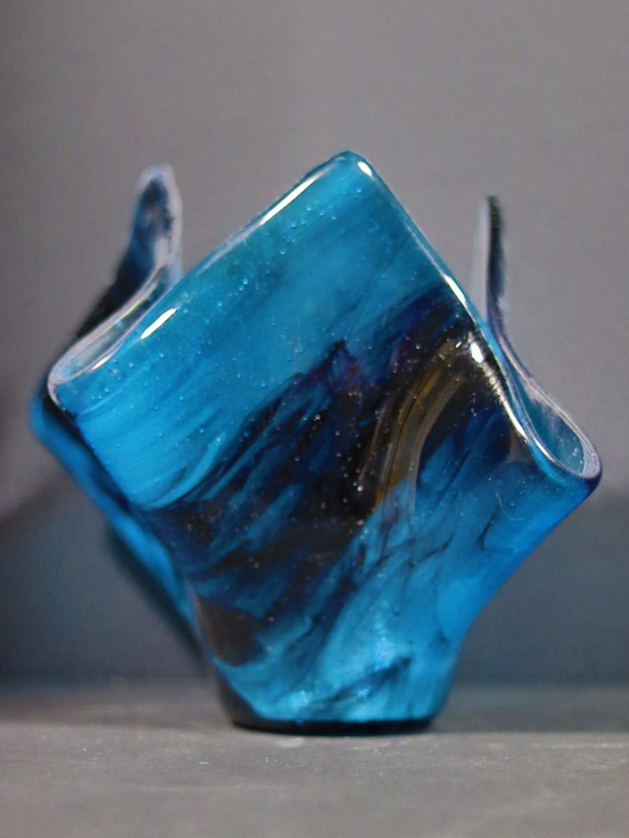 Night Sky by Jay Laxton  Image: clear and black streaked glass with transparent turquoise