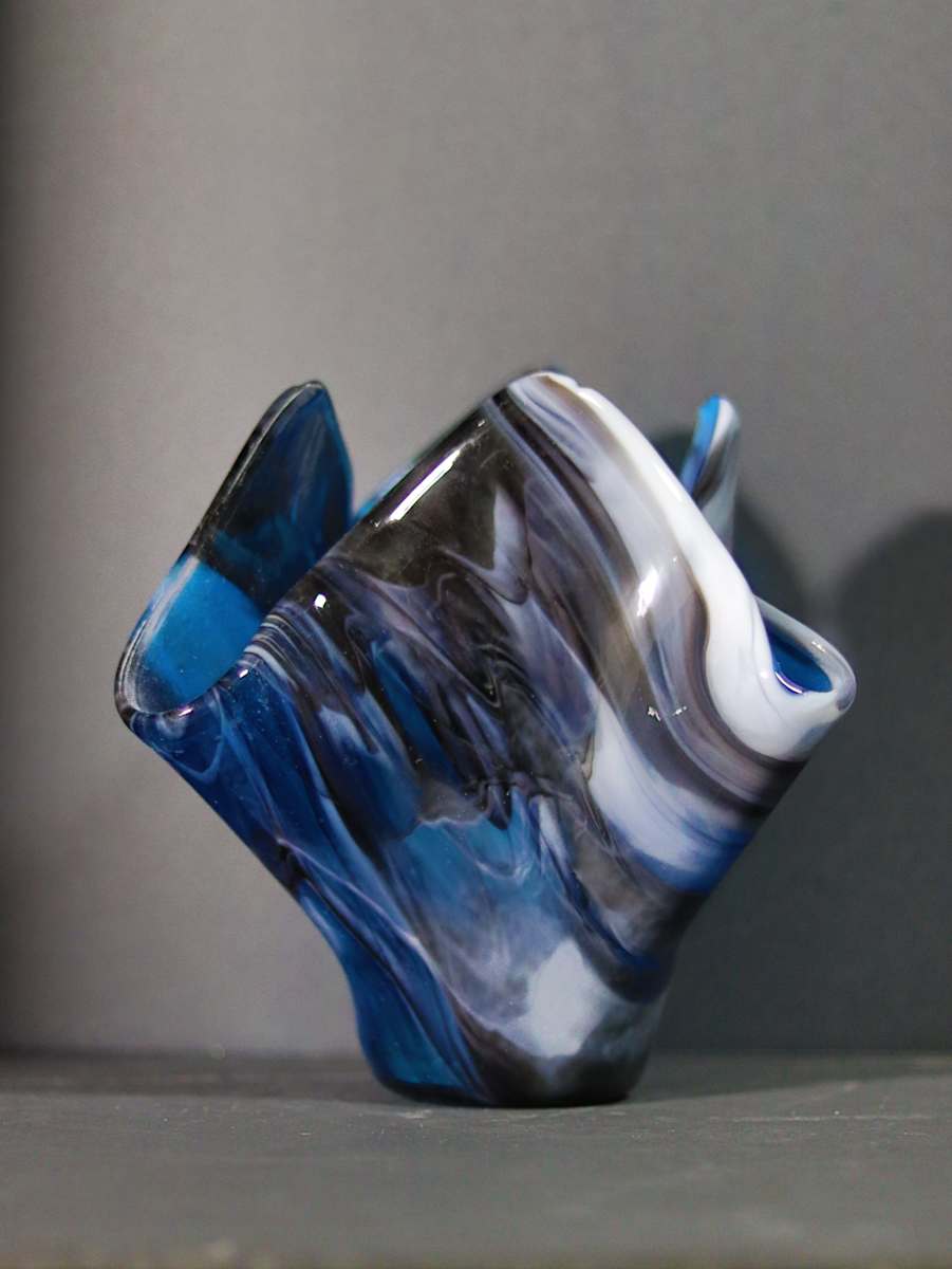 Beach at Night by Jay Laxton  Image: blue, black & white streaked together to resemble the beach at night