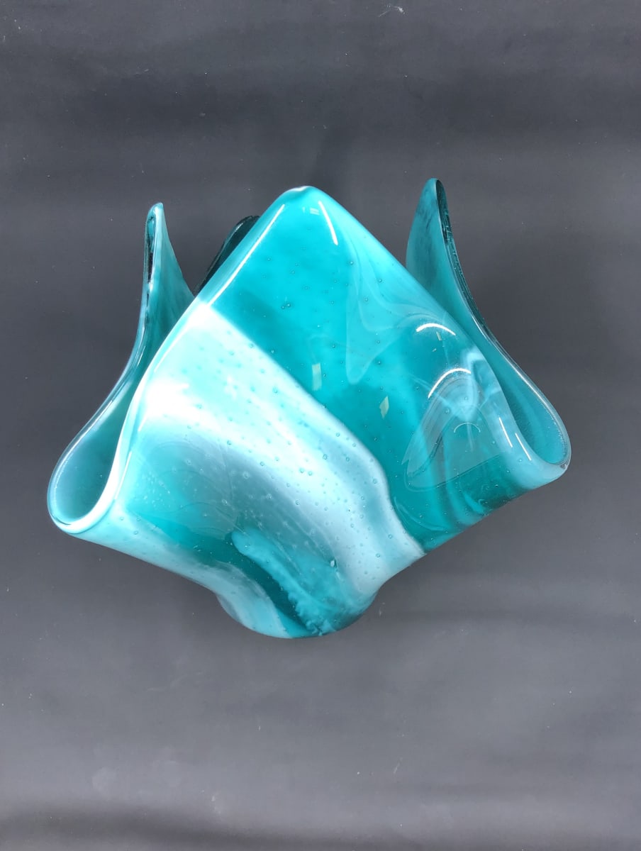 Bright Blue by Jay Laxton  Image: Fused Glass Handkerchief Vase