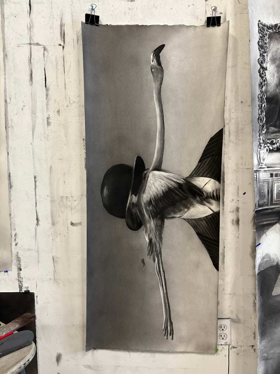 Flamingo with Bowler Hat by Gonzalo Fuenmayor 