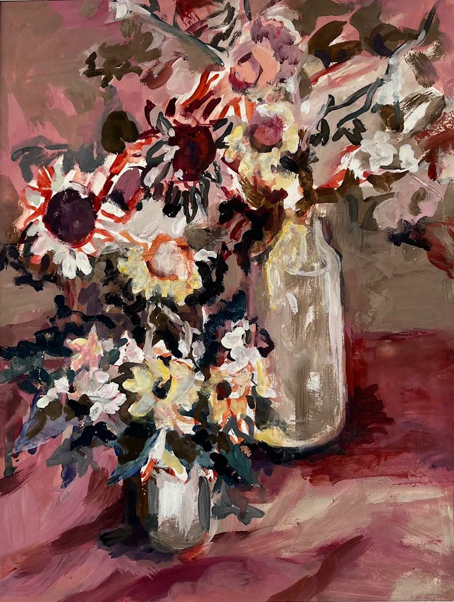 Flowers in jars by Charlotte Roberts 