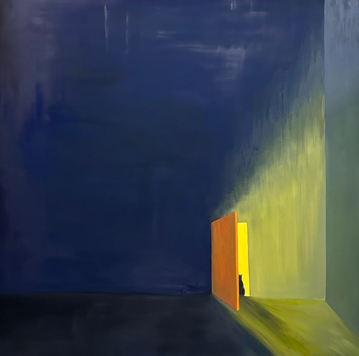 A cat behind a door by Kyuin Baik 