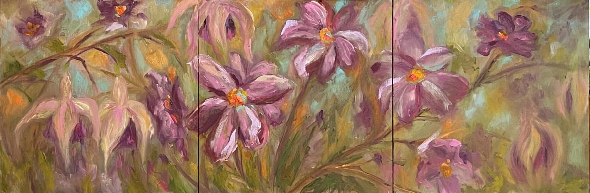 22-10-480 Petals from My Past 3-6x6 Tryptic by Margaret Fischer Dukeman 