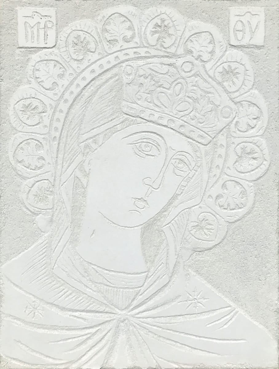 Mother of God after Andronicus Theotokos SW 1 - Sgraffito Icon by iLia Fresco 