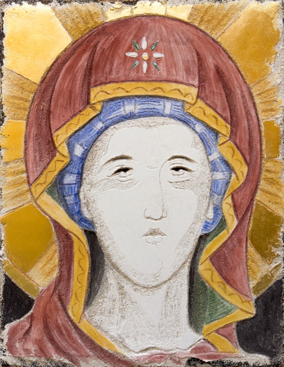 Panagia of the Missionary House - Sgraffito Fresco Icon by iLia Fresco 
