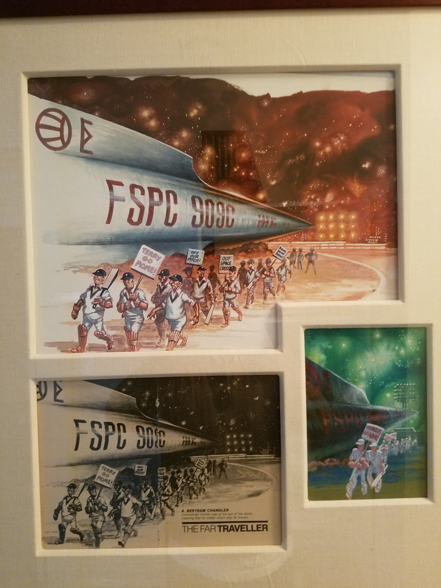 The Far Traveler - Analog Magazine 8/76 - prelim & final art by Kelly Freas 