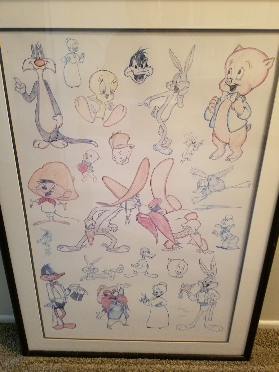 Warner Bros. characters - signed poster by Virgil Ross 