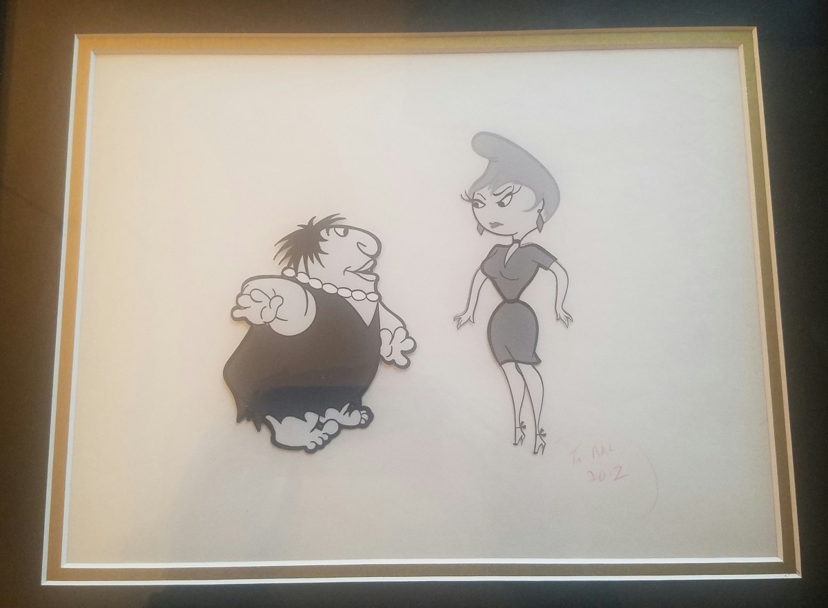 1950's commercial cel - Zsa Zsa Gabor & cavewoman 