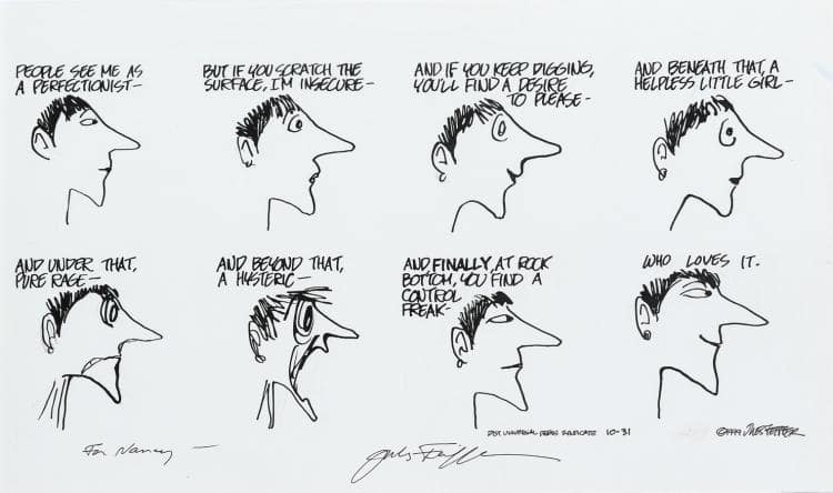 'Control Freak' - Sunday strip (1999) by Jules Feiffer, Image 1.