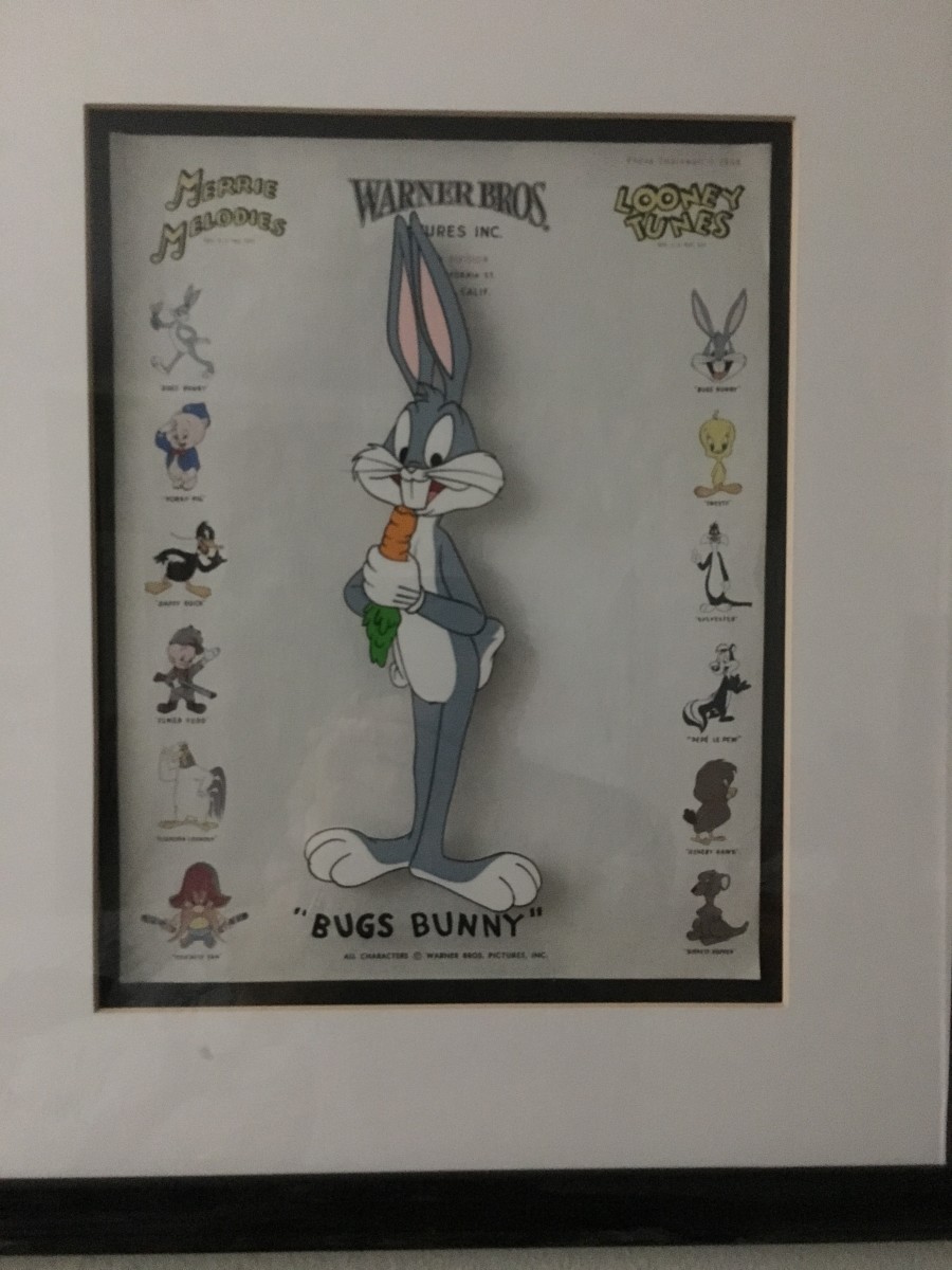 Bugs Bunny publicity cel + original WB stationery (1940's) by Warner Bros. Animation 