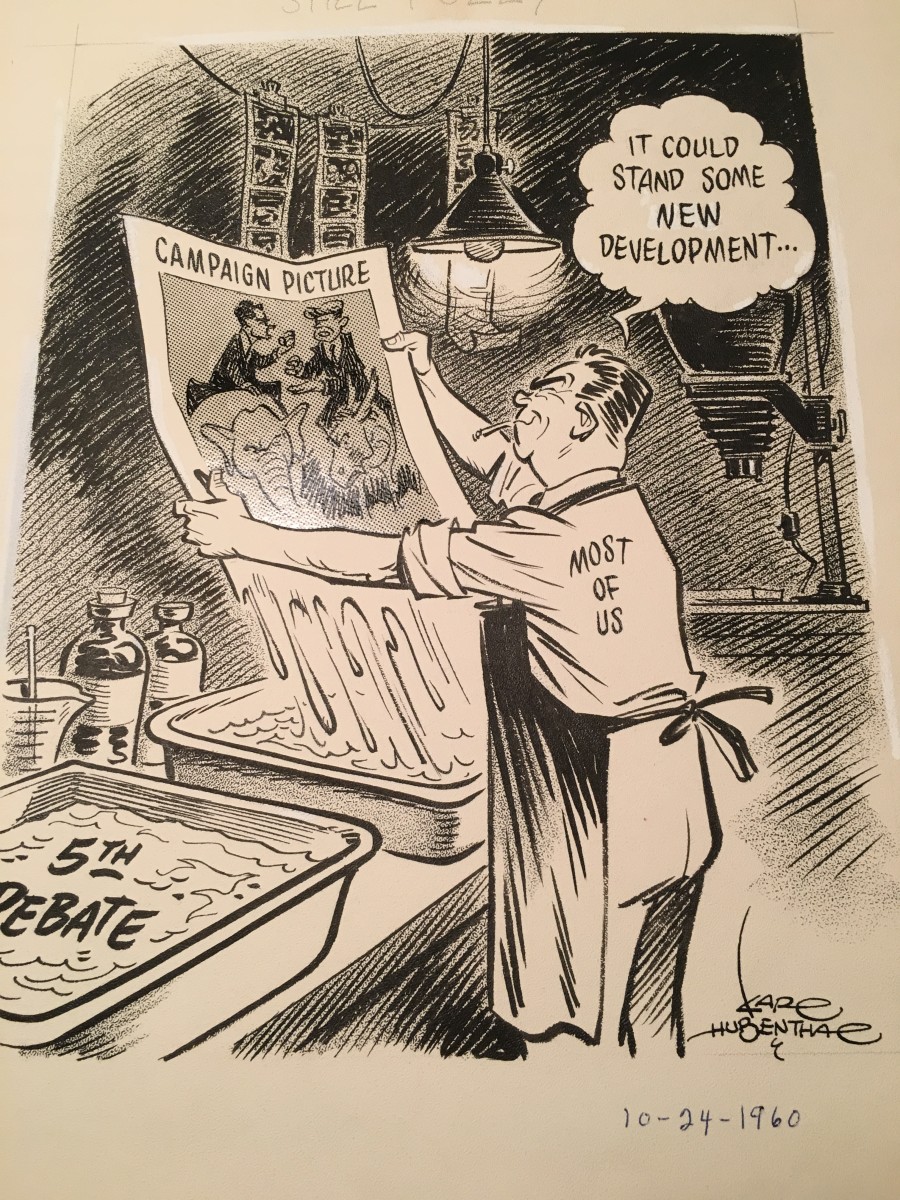 10 Different Karl Hubenthal editorial cartoons (1950's-70's) by Karl Hubenthal 