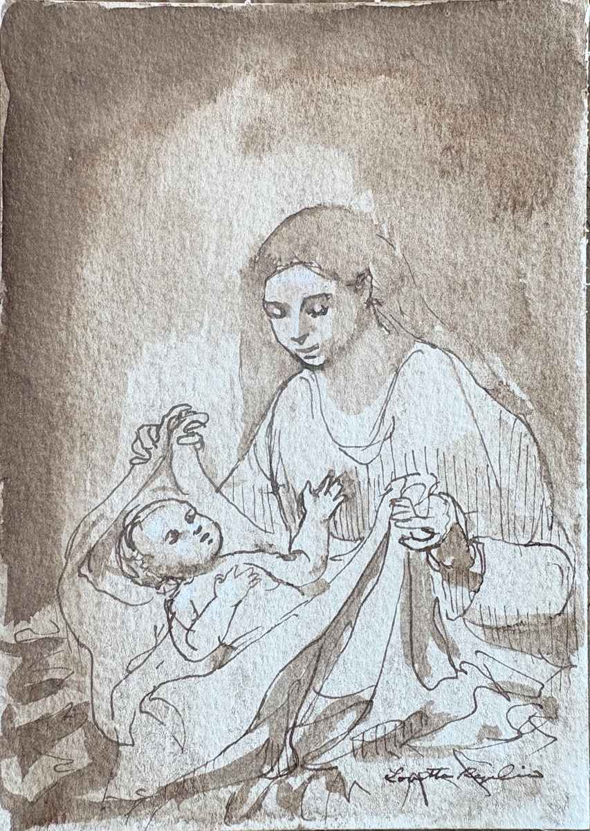 Mary and Baby Jesus 5 by Lovetta Reyes-Cairo 