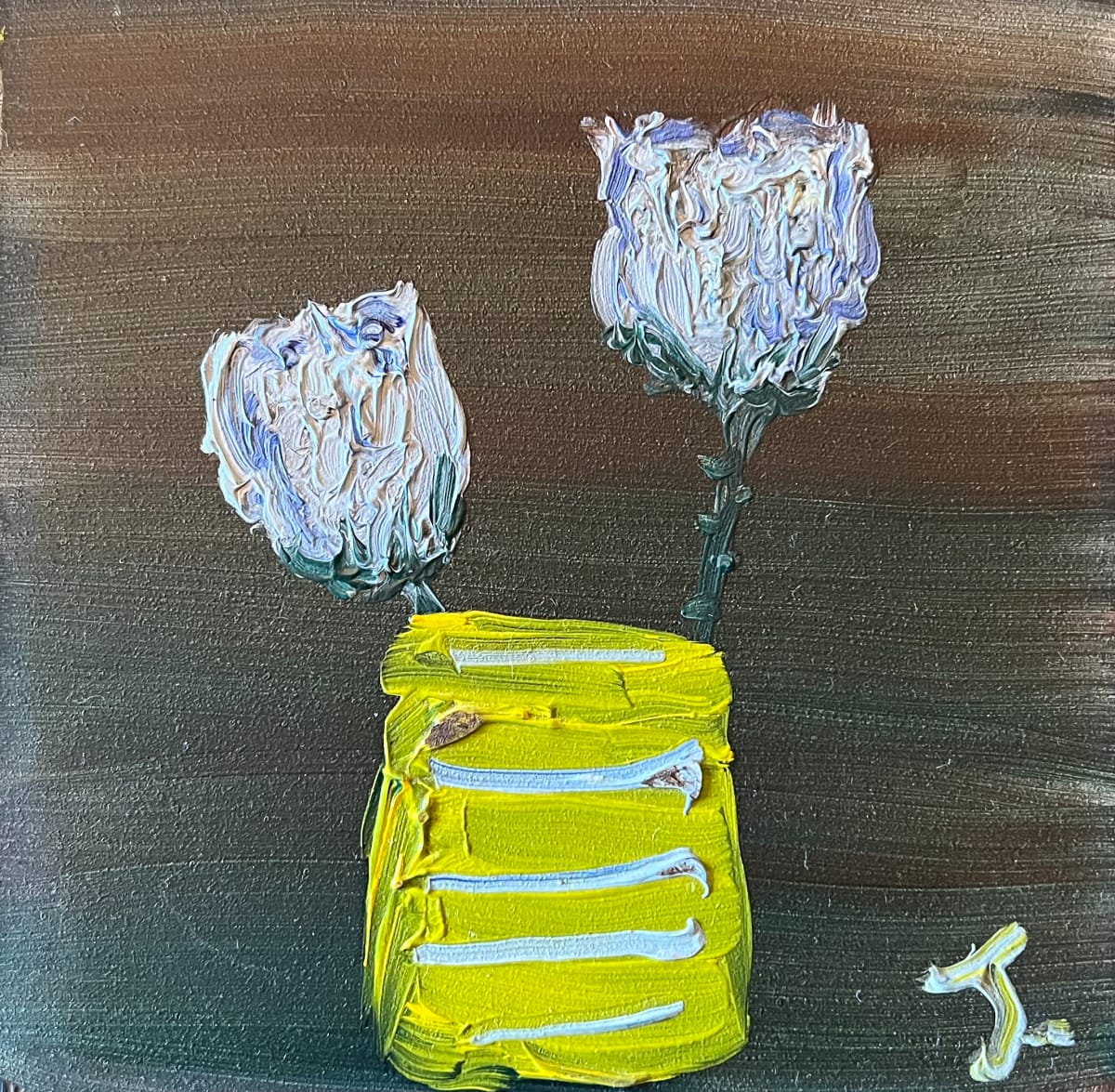 Yellow Vase and 2 Flowers by Henk Jonker 