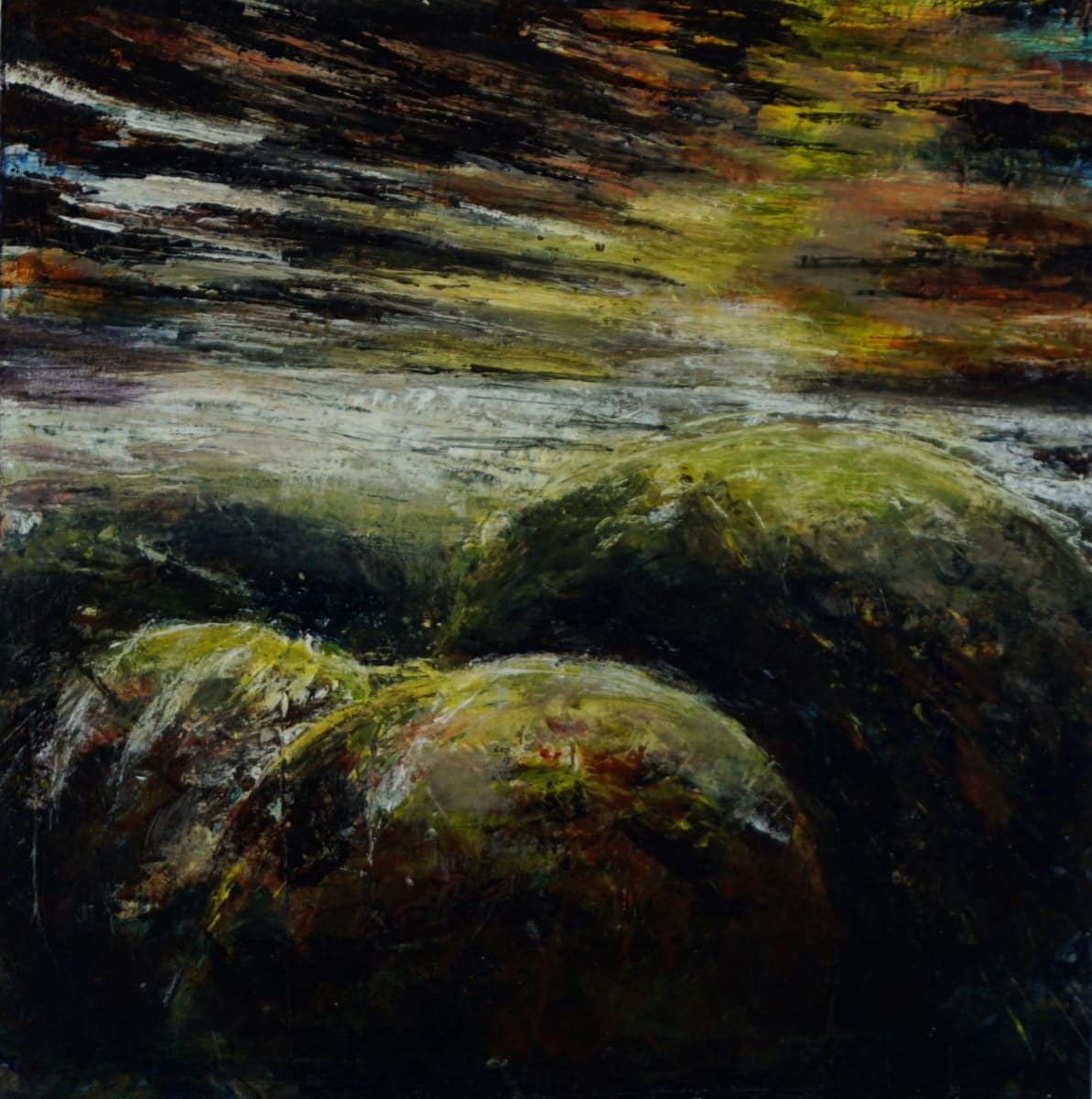 Beneath the Surface by Lisa Scranney Palmer  Image: Memories of a walk amongst native woodland, tumbling water over rocks and reflective pools.