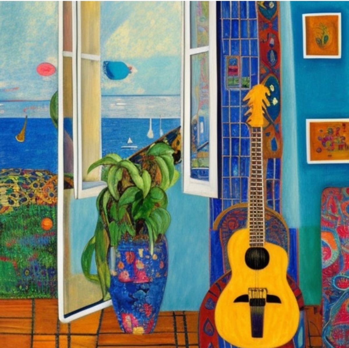 Music Room Study 3 by Karla Cohen  Image: Inspired by Miro, original painting 