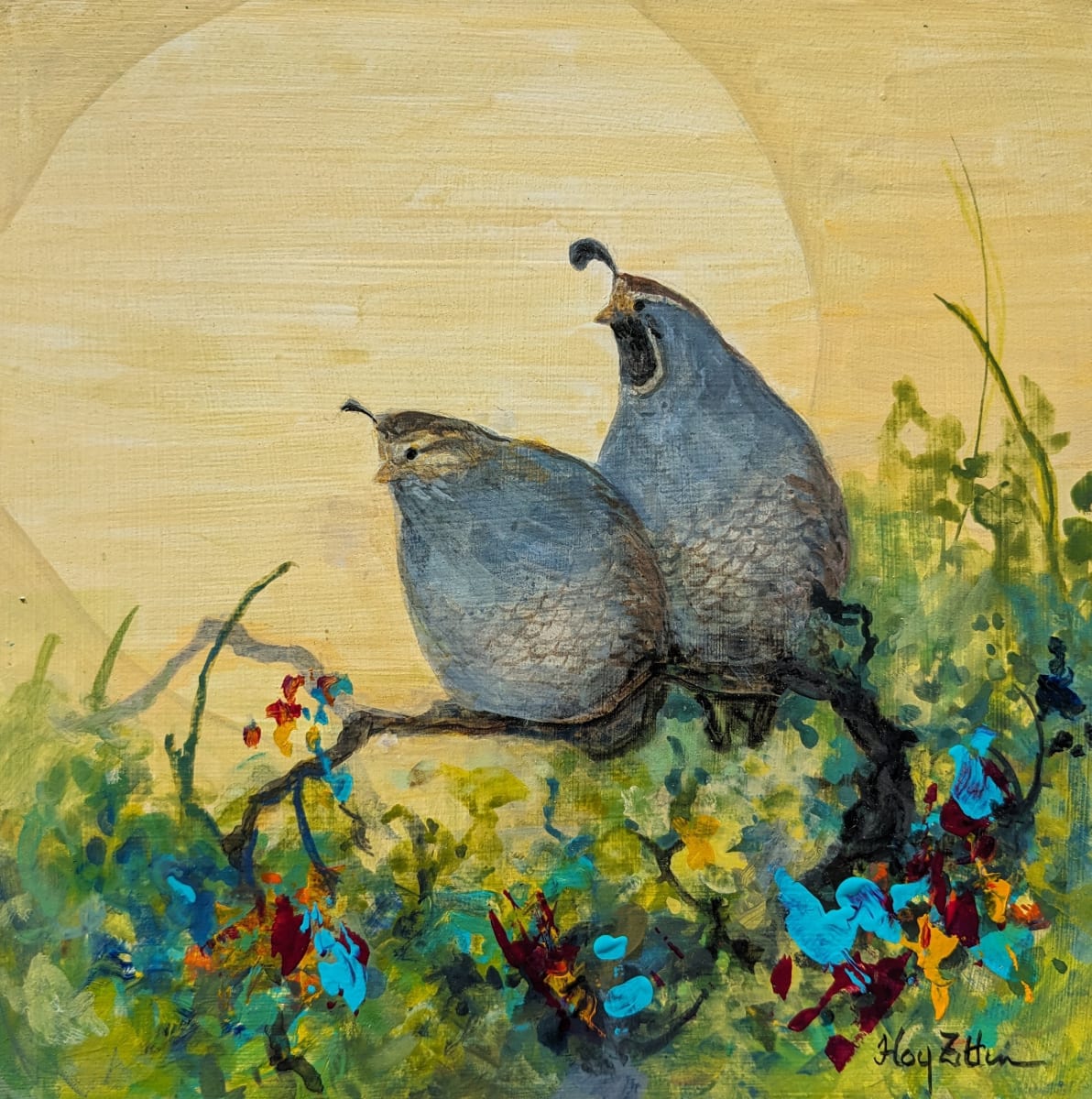 California Quail Pair by Floy Zittin 