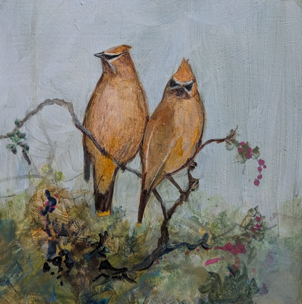 Cedar Waxwing Pair by Floy Zittin 