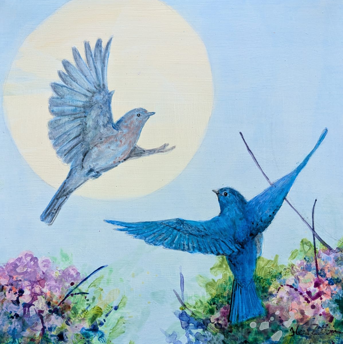 Joy - Mountain Bluebirds by Floy Zittin 