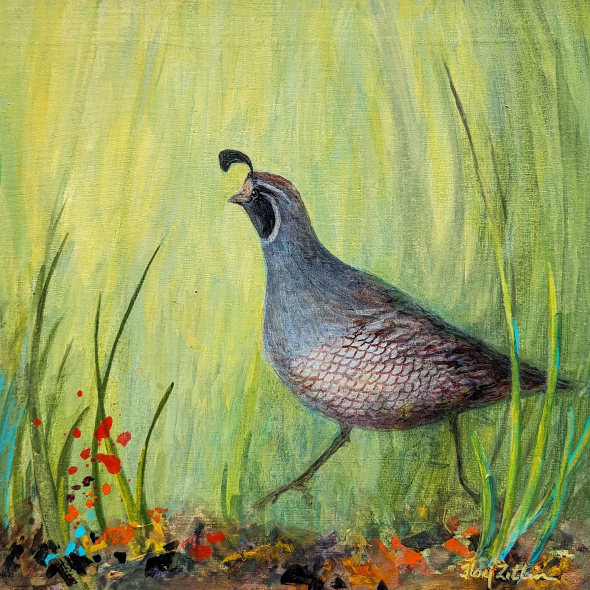 Quail on the Move by Floy Zittin 