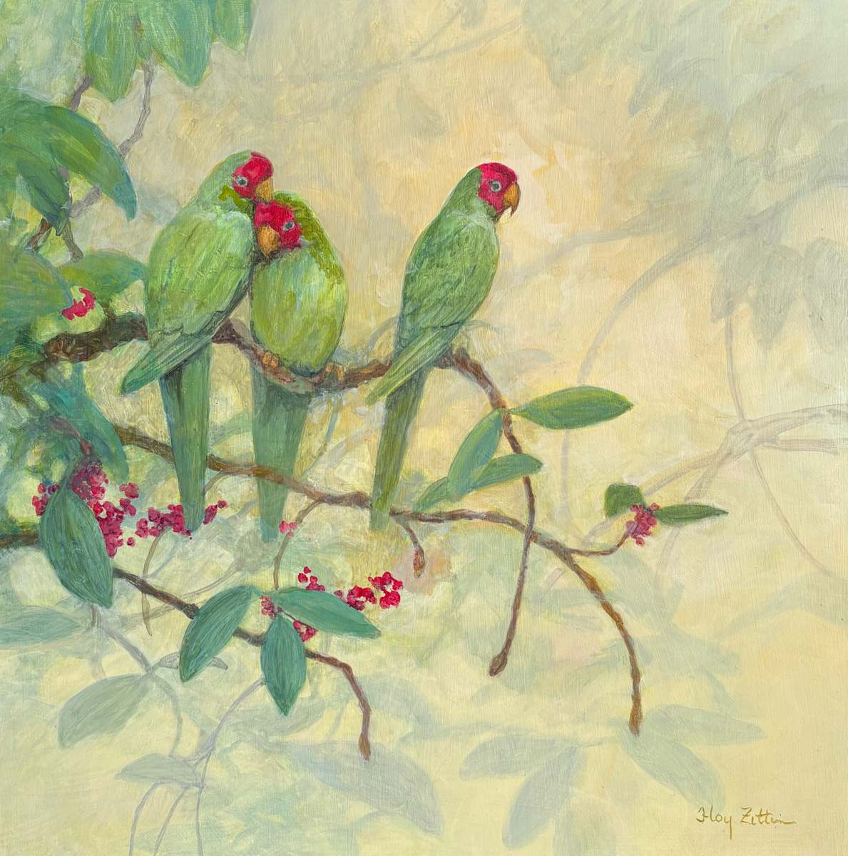 Red-masked Parakeets by Floy Zittin, Image 1.