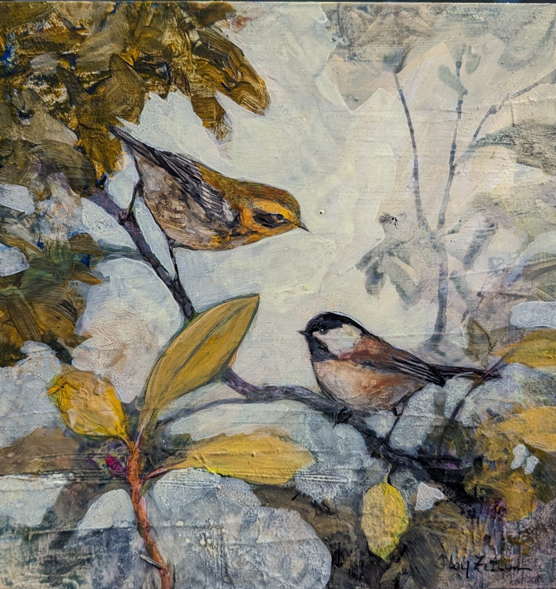 Townsend's Warbler and Chickadee by Floy Zittin 