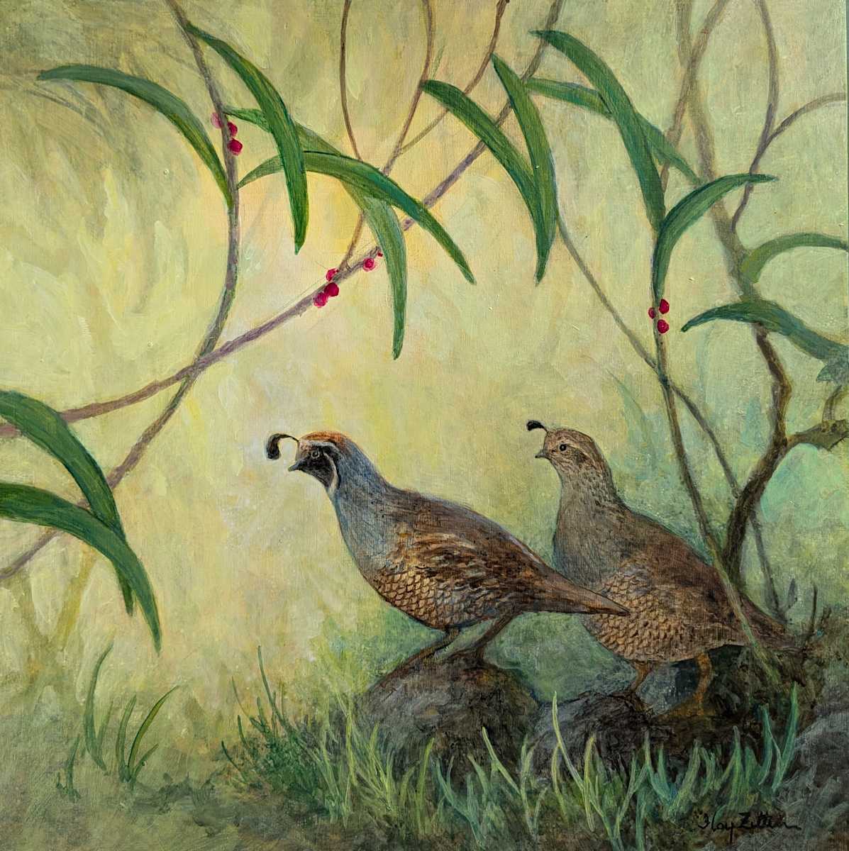 Two Quail by Floy Zittin 