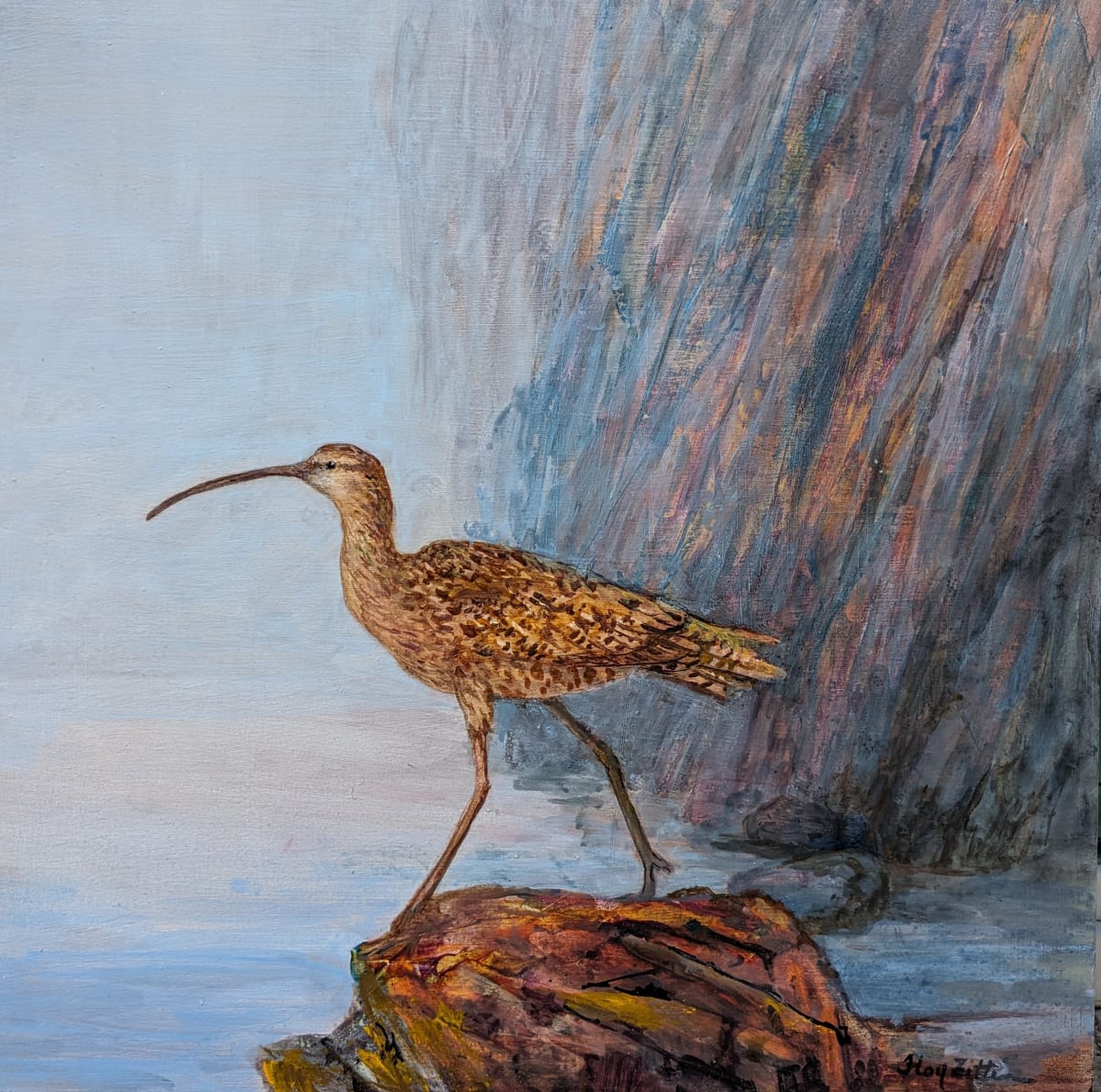 Whimbrel Walking by Floy Zittin 