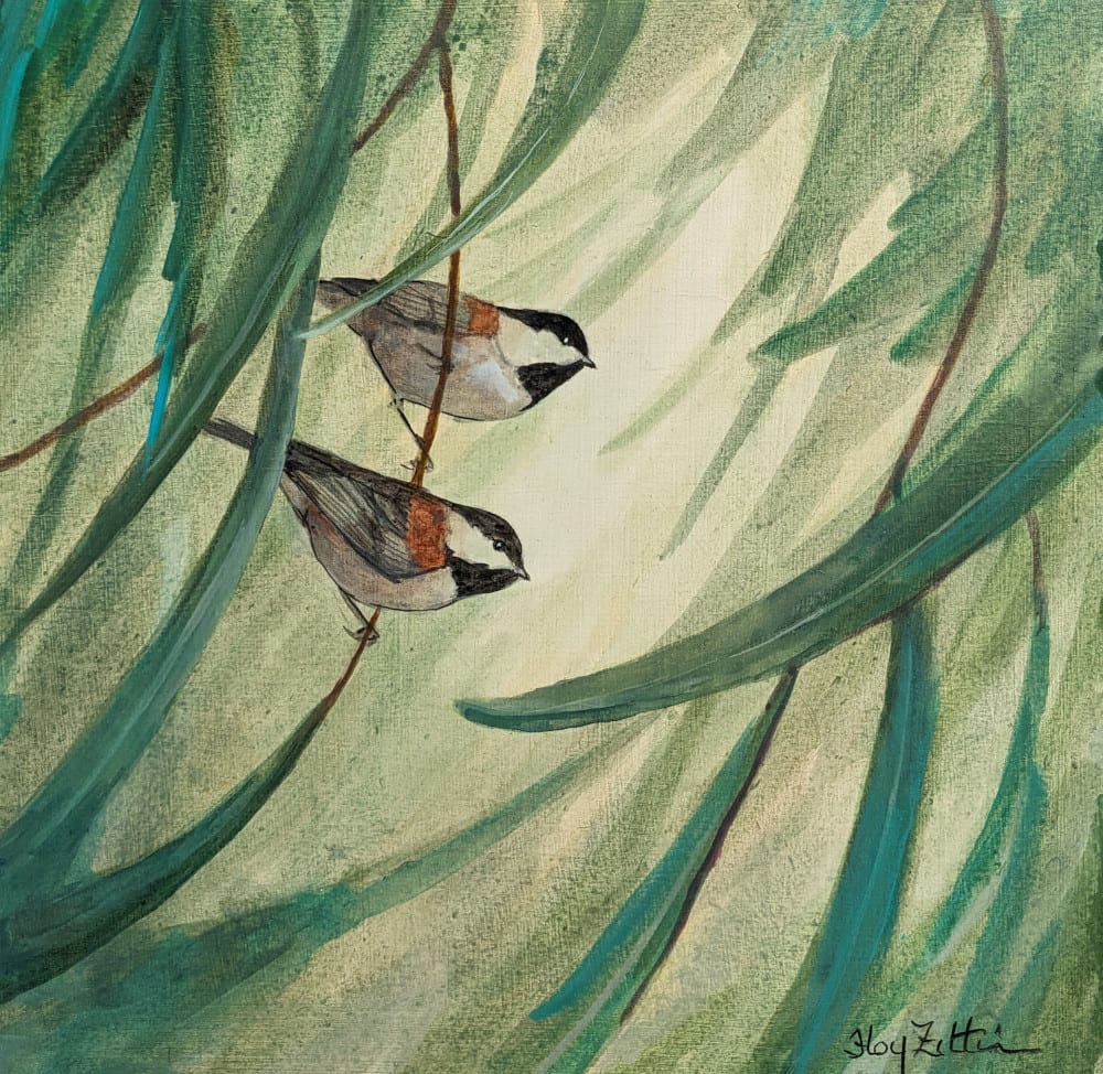 Chickadees in the Wind by Floy Zittin 