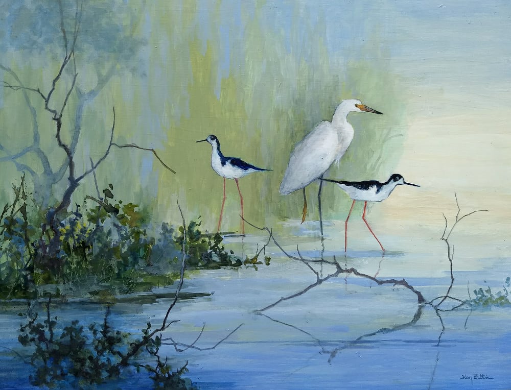 Egret and Stilts by Floy Zittin 