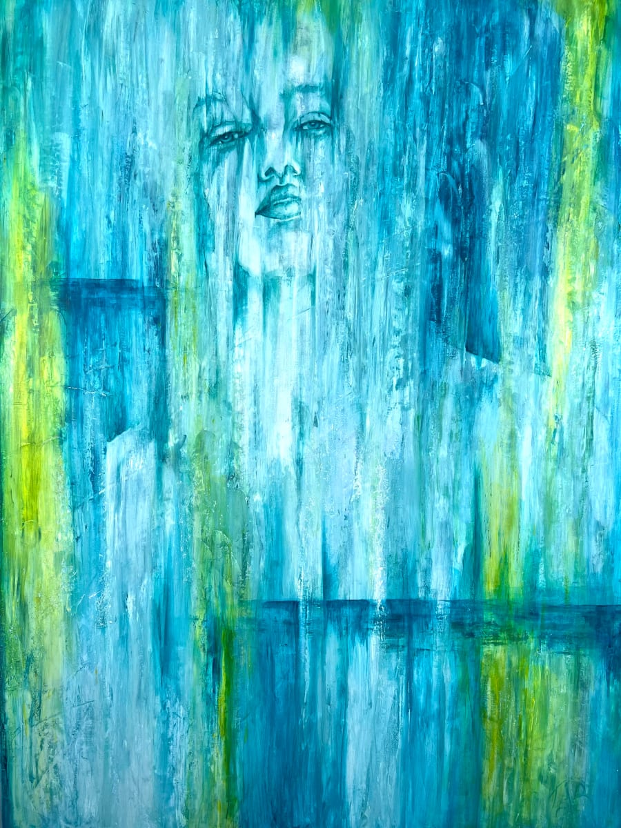 After The Rain by Tabz Art Studio  Image: Layers of Veneziano Plaster create this unique masterpiece exhibiting the colors of the heart chakra. We can only speak our truth through the spirit of our hearts. 