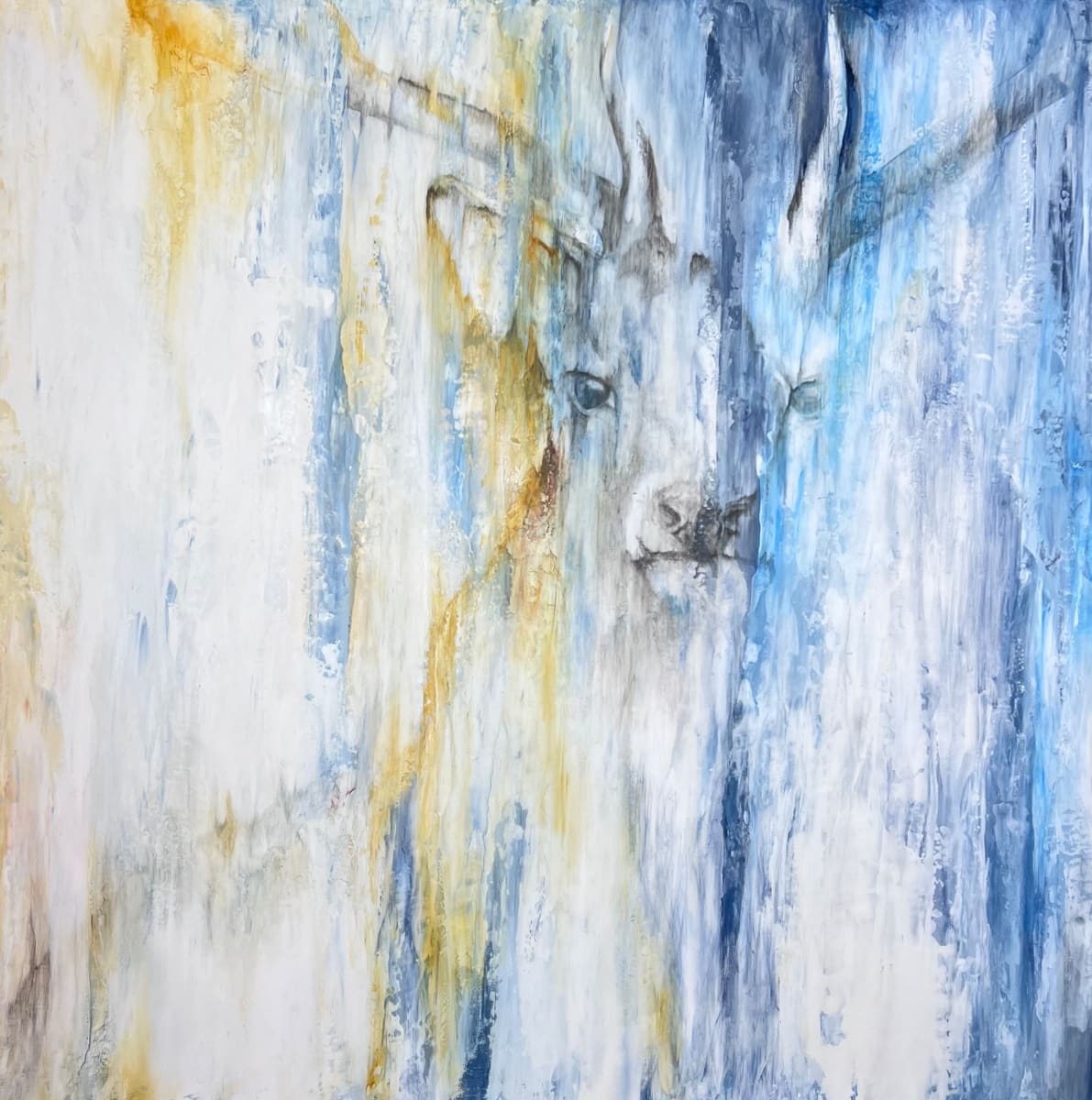 Enchanted "Instinct 3" by Tabitha Benedict  Image: This Stag represents an "in between" a world connecting dreams and wakefulness. The world of intuition. Even though he isn't showing his full rack of antlers you can still feel the power and feel his inner workings through his stare. Its the inside that counts not what we have to show for on the outside.
