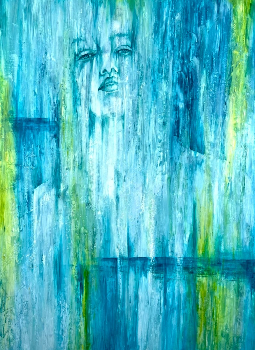 After The Rain by Tabitha Benedict  Image: Layers of Veneziano Plaster create this unique masterpiece exhibiting the colors of the heart chakra. We can only speak our truth through the spirit of our hearts. 