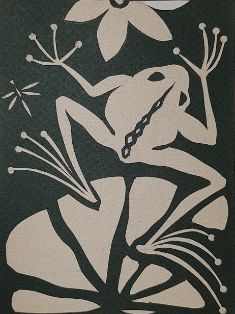 Frog by Markus Thonett  Image: This is the original small Card Cut, one of a series made for greeting cards 