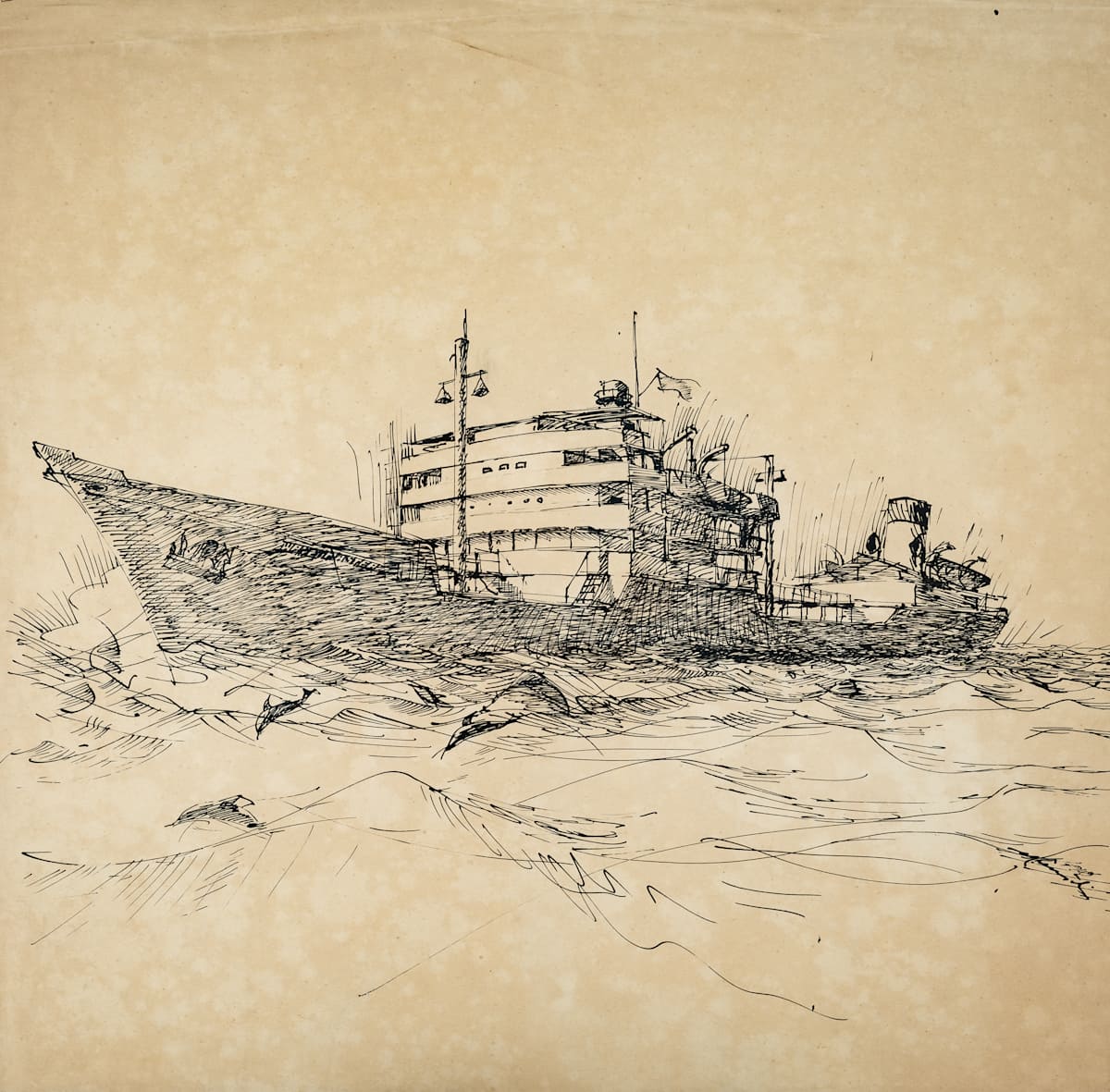 Untitled (RFA Wave Master with Dolphins) by Michael Lester  Image: Recto