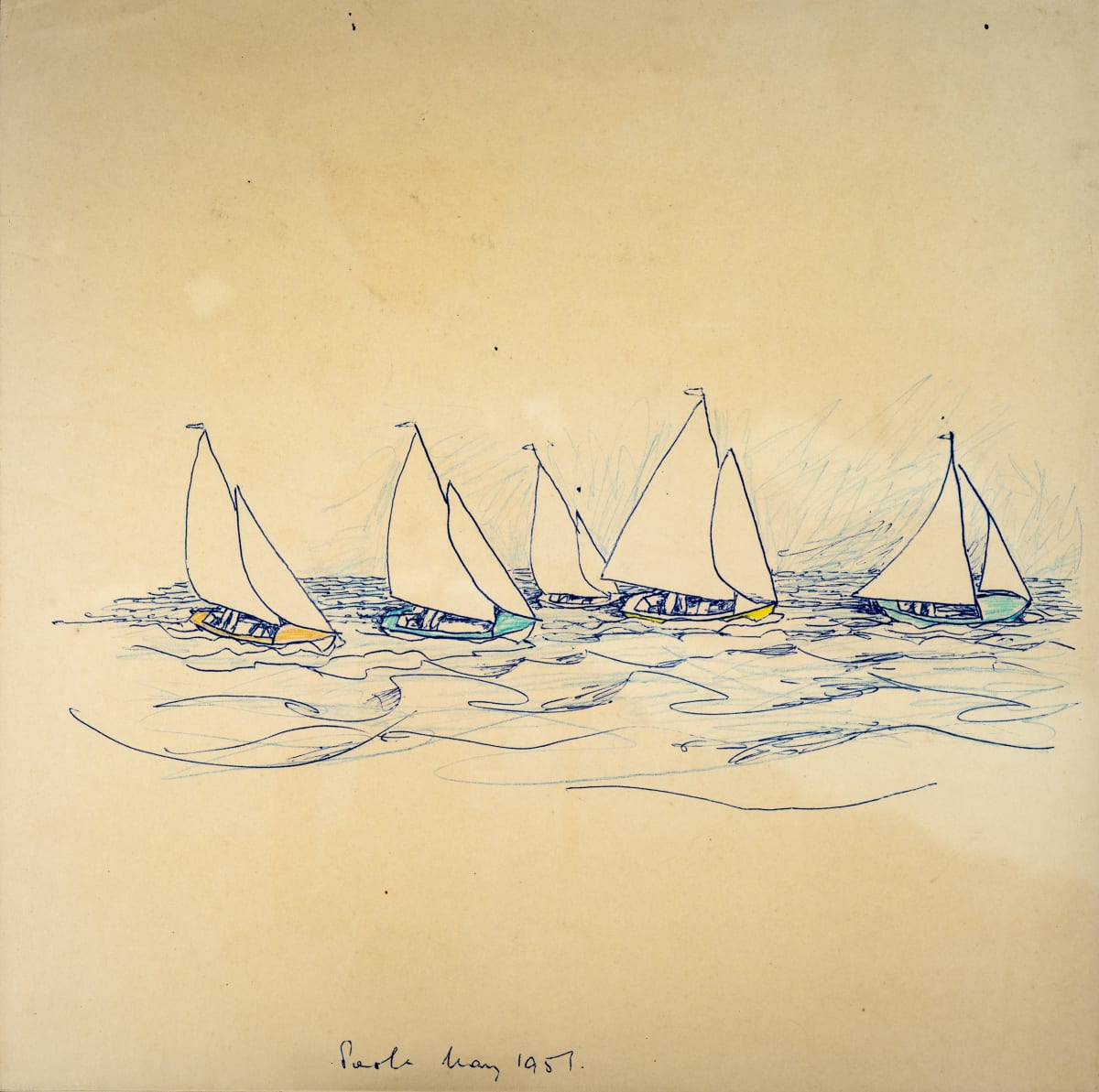 Untitled (Sailboats in Blue) by Michael Lester, Image 3.